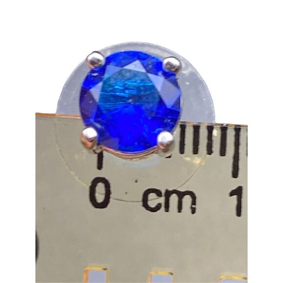 JCM stainless steel round sapphire cz earrings and matching pendant with chain - Picture 11 of 12